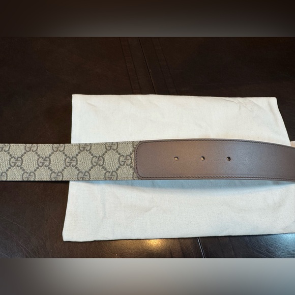 New Authentic Gucci GG Logo Leather Belt Brown Tan Size 32 Fits Waist 30 - 32 - Picture 9 of 13